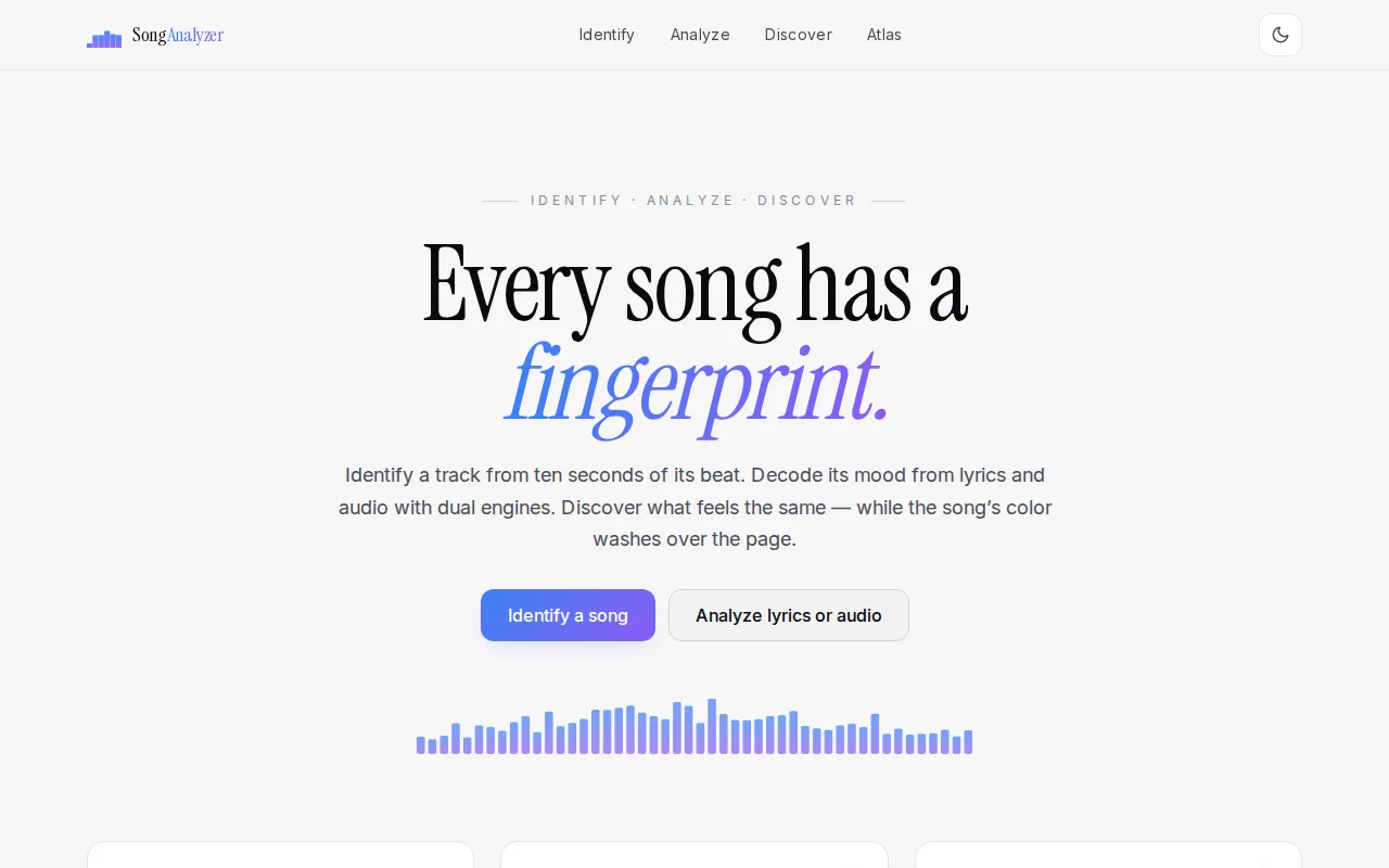 SongAnalyzer live website for exploring the mood of lyrics and audio.
